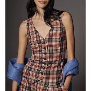 Anthropologie - The Halsey Sparkle Plaid Slim Button-Front Vest